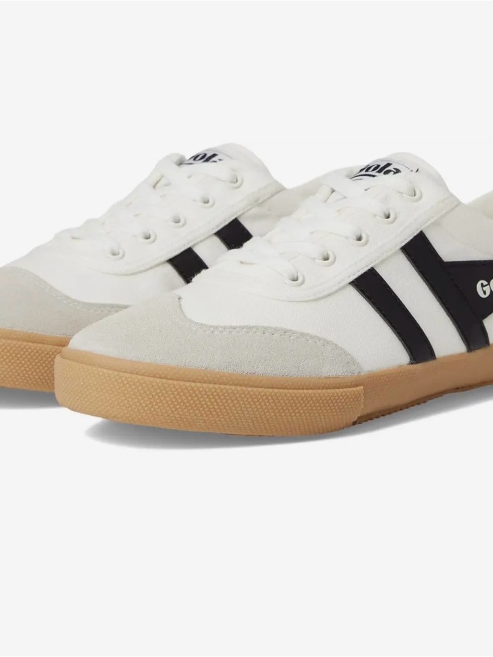 Gola White Canvas Sneaker with Black Stripes